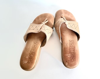 Sandalias de cuero vintage, chanclas, de Streetcars, talla 6 de mujer.