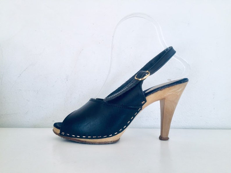70s Sling Back Heels Size 7 37 made in Italy
