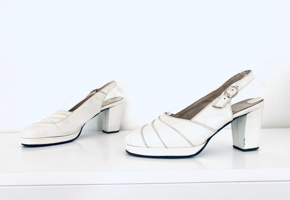 70s Platforms Mules Chunky Heels Shoes made in siz