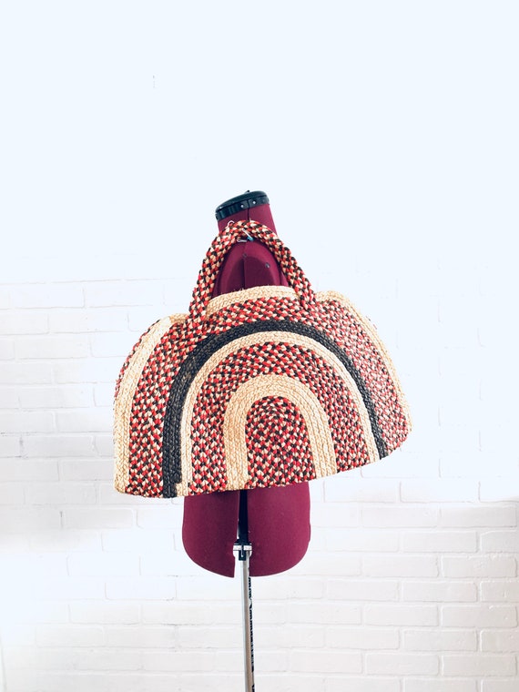 50s Wicker Bag Beach Bag Large Straw Bag