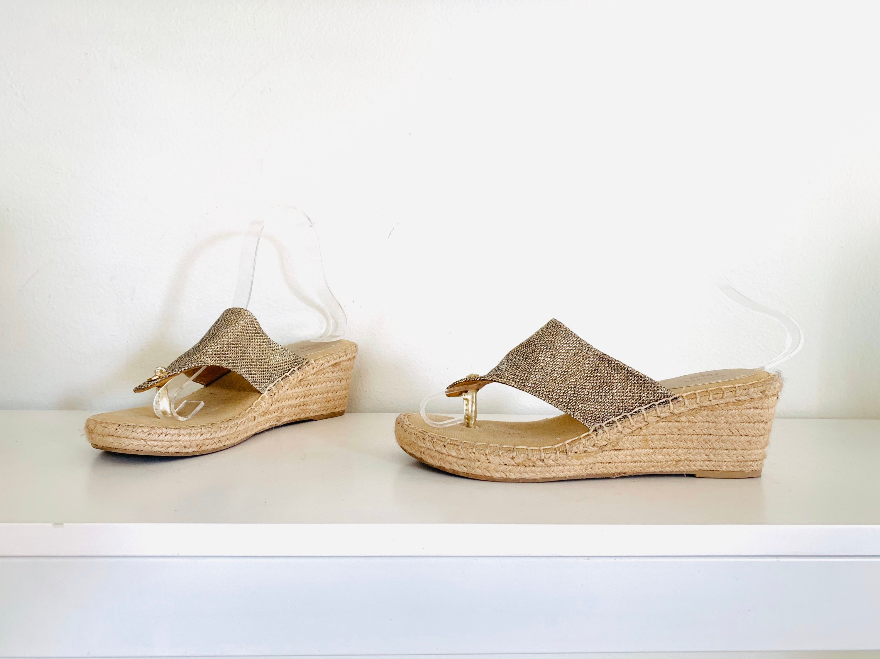 90s Metallic Wedge Sandals Thongs Flip Flops Size 7.5 37.5 38 | Etsy