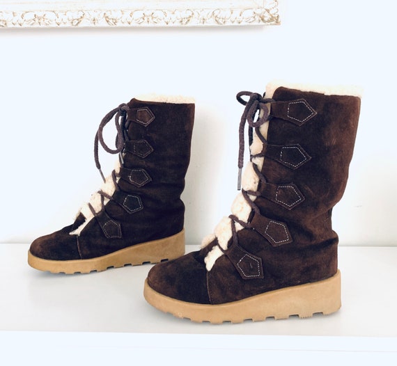 60s Lace Up Boots Winter Boots Sherpa Lined by Sno