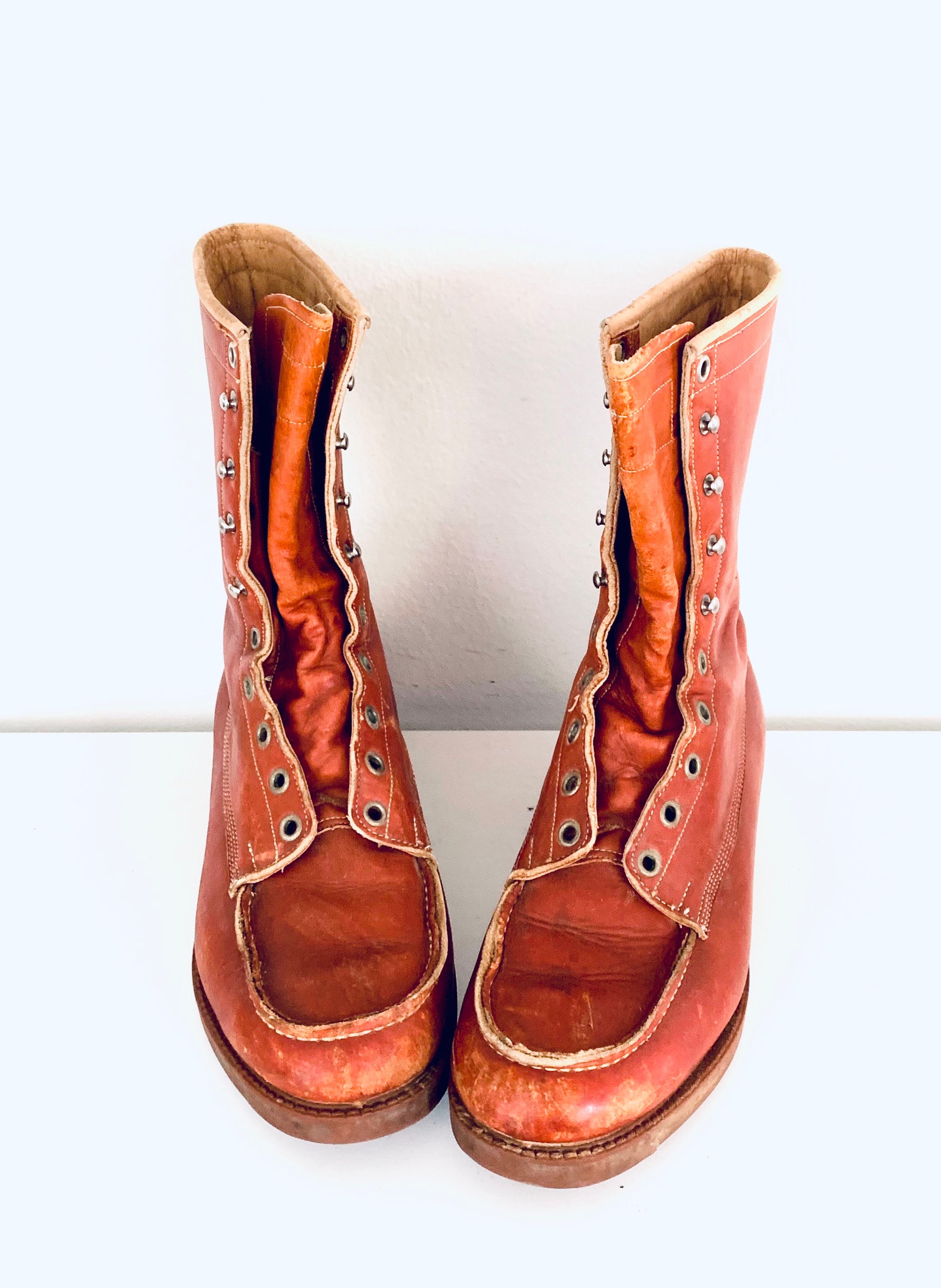 50s Oxblood Leather Lace Up Boots Hunting Boots Hiking Boots Etsy