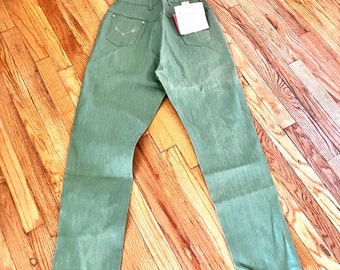 60s Green Jeans Women’s Maverick Western Pants DEADSTOCK High Rise Straight Leg Size 18 30 x 29 made in US