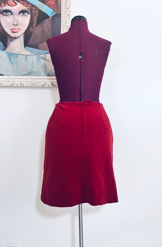 60s Red Velvet Skirt by Junior House size S M - image 3