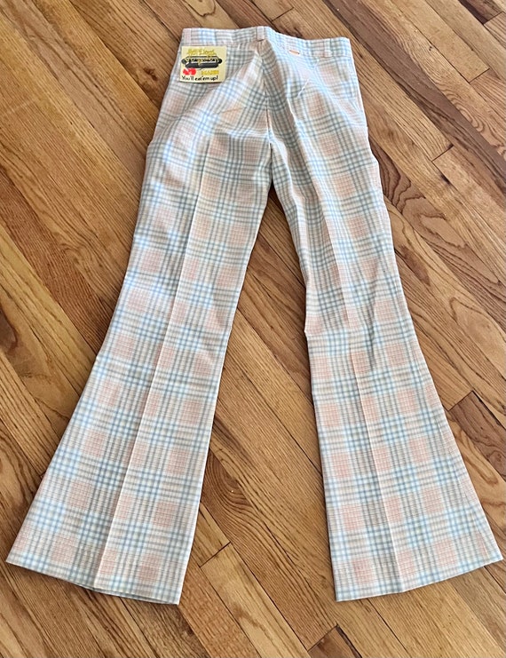 70s Plaid Pants High Waist Flare Leg made in US H… - image 5