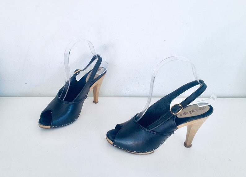 70s Sling Back Heels Size 7 37 made in Italy