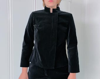 Y2K Black Velvet Pantsuit Guru Jacket by Isaac Mizrahi for Target