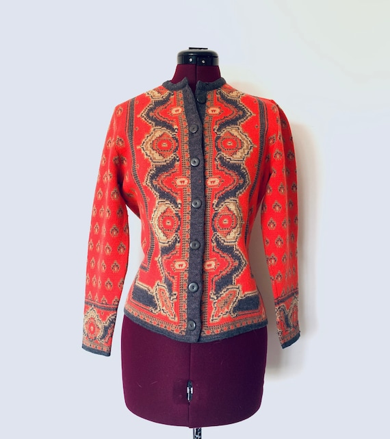 60s Cardigan Sweater Jacket Orange by Catalina siz