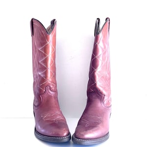 Jaren 70 westernlaarzen lichtbruin leer gemaakt in de VS door Acme Boots 12" damesmaat 5,5 m 35,5 36,5"