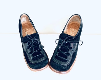 Jaren 60 Mary Janes-schoenen dikke hakken zwart leer gemaakt in Brazilië door Thom McAn Maat 6,5 6 1/2 M 36,5 37