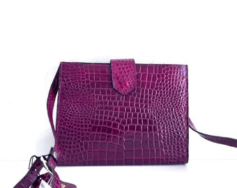 Jaren 70 leren handtas met krokodillenmotief en schoudertas NWT van Michael Stevens