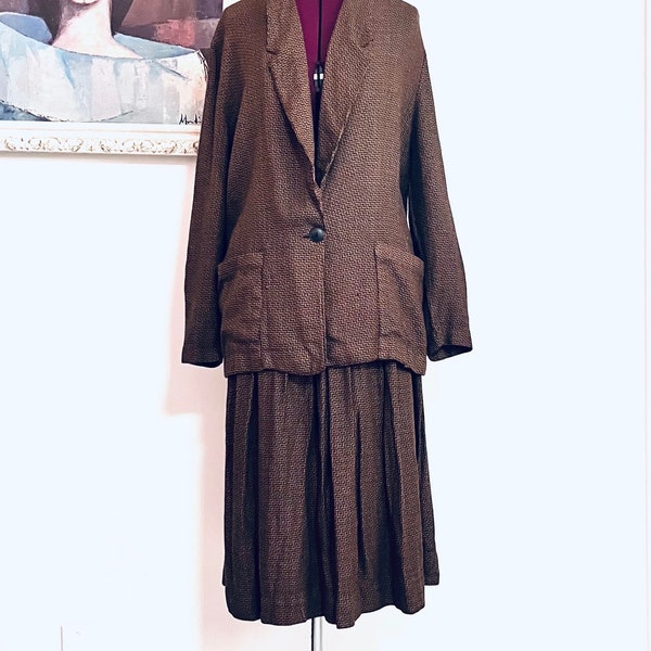 80s Flouncy Knit Skirt Set  Blazer Jacket made in US by Norton & Company size XL