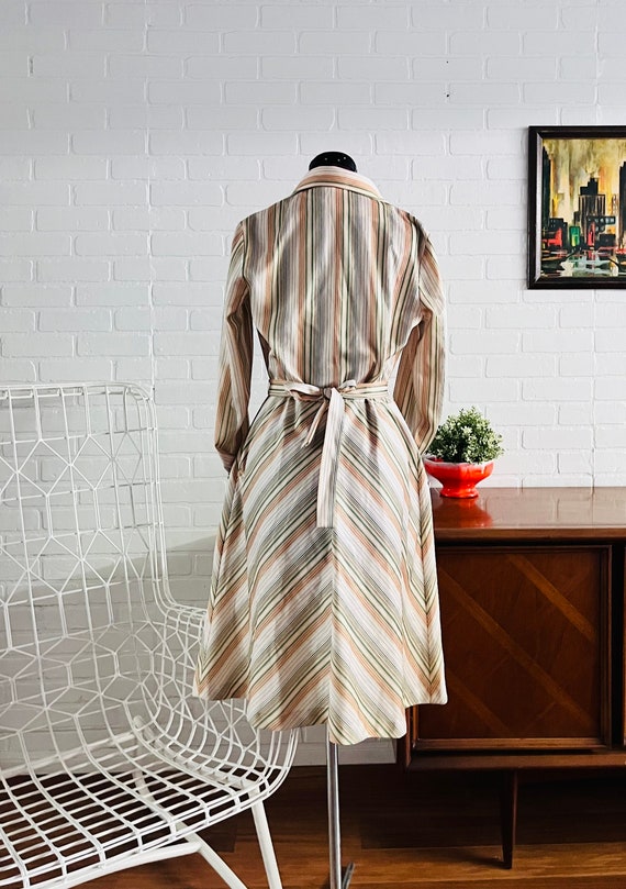 70s Dress Chevron Striped Pockets size M L - image 7