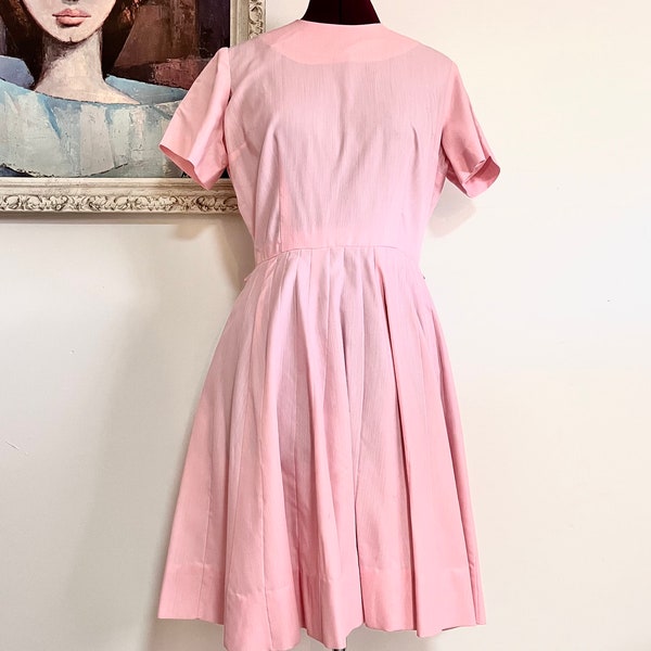 60s Pink Dress Pleated Skirt by Kabro of Houston size S M