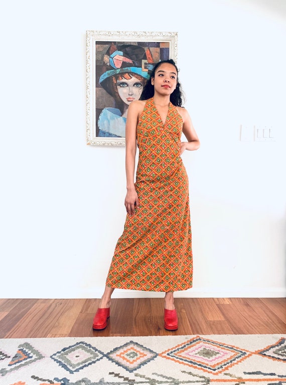 60s Maxi Dress Flower Child Dress Psychedelic Dres