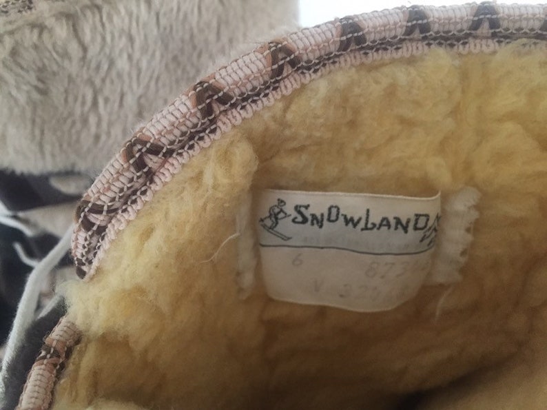 60s Winter Snow Boots Brown Sherpa Lined by Snowland Size 6 6.5 12 36 37