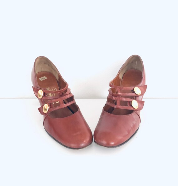 60s Mary Janes Heels Mod Shoes Chunky Heels made i