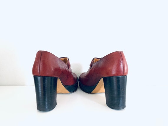 70s Platforms Oxblood Leather Shoes by Etienne Ai… - image 8