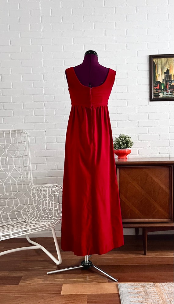 60s Red Velvet Maxi Dress & Jacket Set XS - image 7