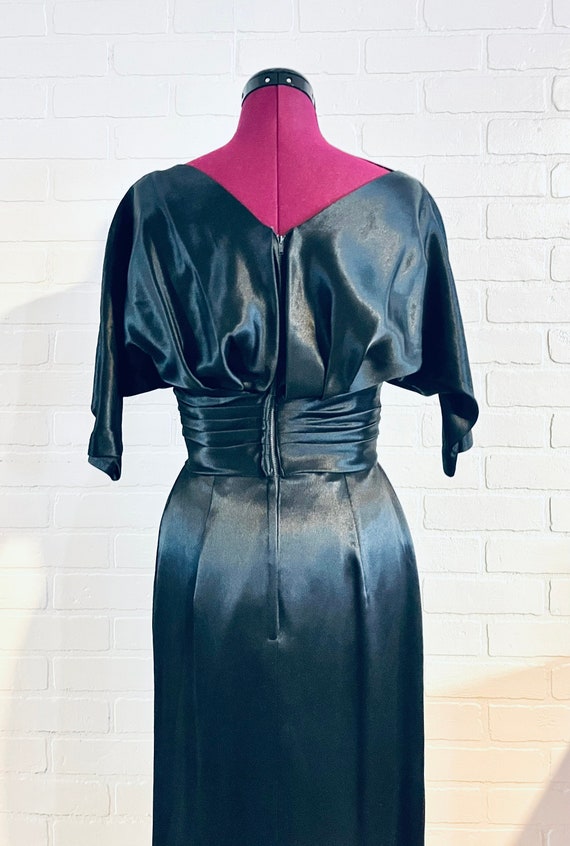 50s Black Liquid Satin Silk Dress by Suzy Parette… - image 6