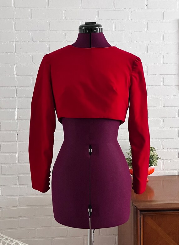 60s Red Velvet Maxi Dress & Jacket Set XS - image 8