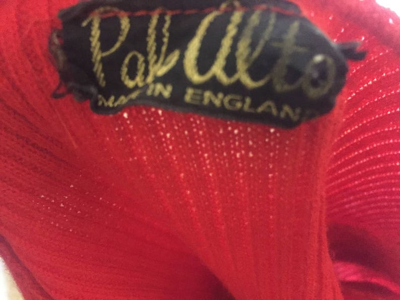 60s Red Top Sweater Peek a Boo Size S M by Palo Alto Mod Made in England
