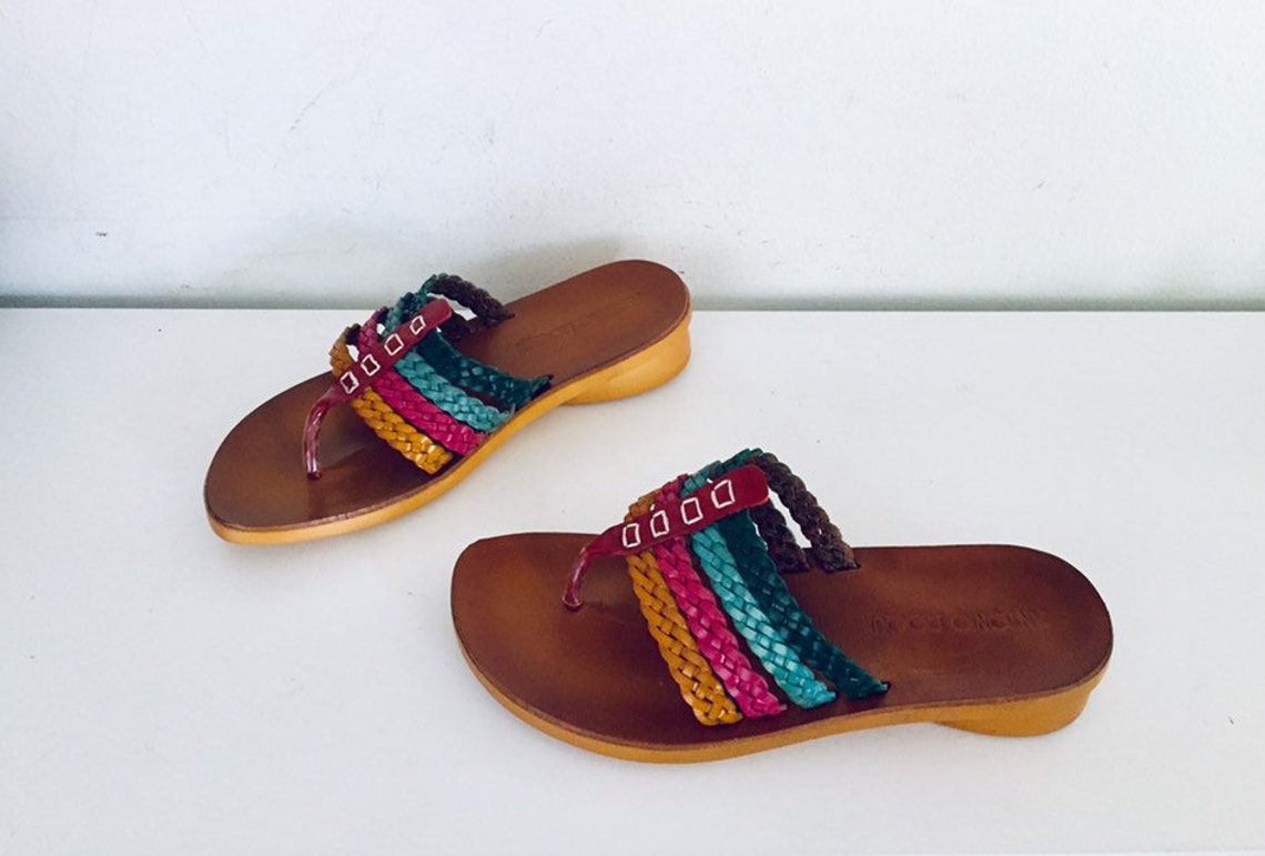 90s Braided Leather Sandals Flip Flops Thongs UNUSED by | Etsy