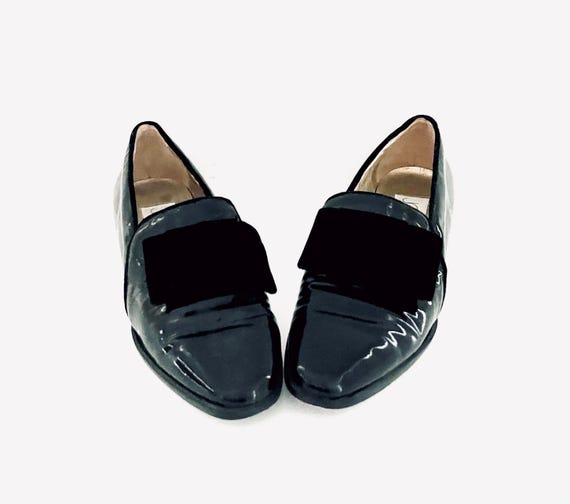 90s Black Patent Leather Shoes Hand Made in Italy by Joan & David