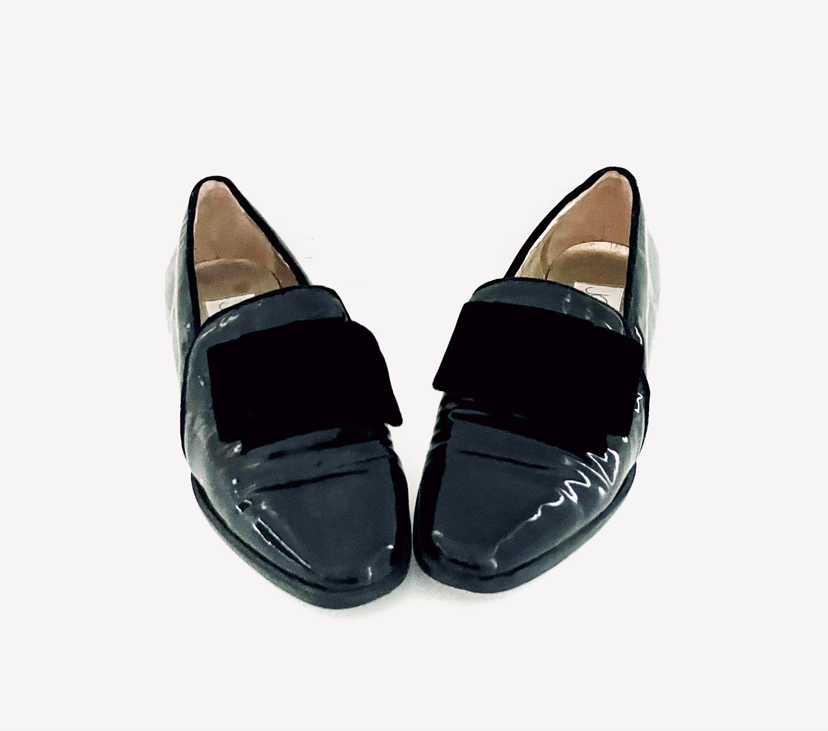 90s Black Patent Leather Shoes Hand Made in Italy by Joan & David