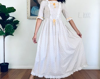 70s Prairie Dress Maxi Dress S