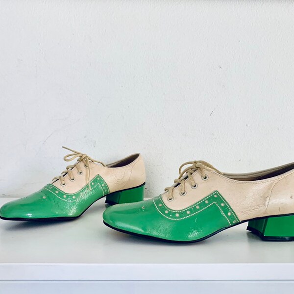 60s Oxfords Green Size 6.5 1/2 M 36.5 37 by Hi Brows