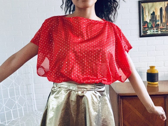 70s Gold Metallic Skirt XS S made in Japan by Cap… - image 5