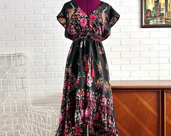 Vintage Maxi Dress Peacocks Size M L