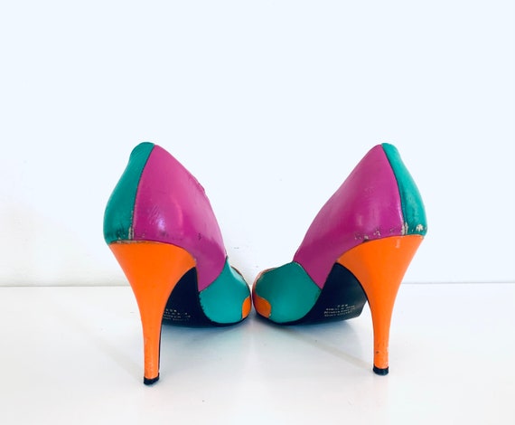 80s Colorblock Heels Pumps Shoes Leather by Candies Size 6 36 - Etsy 80s Colorblock Heels Pumps Shoes Leather by Candies Size 6 36 - Etsy