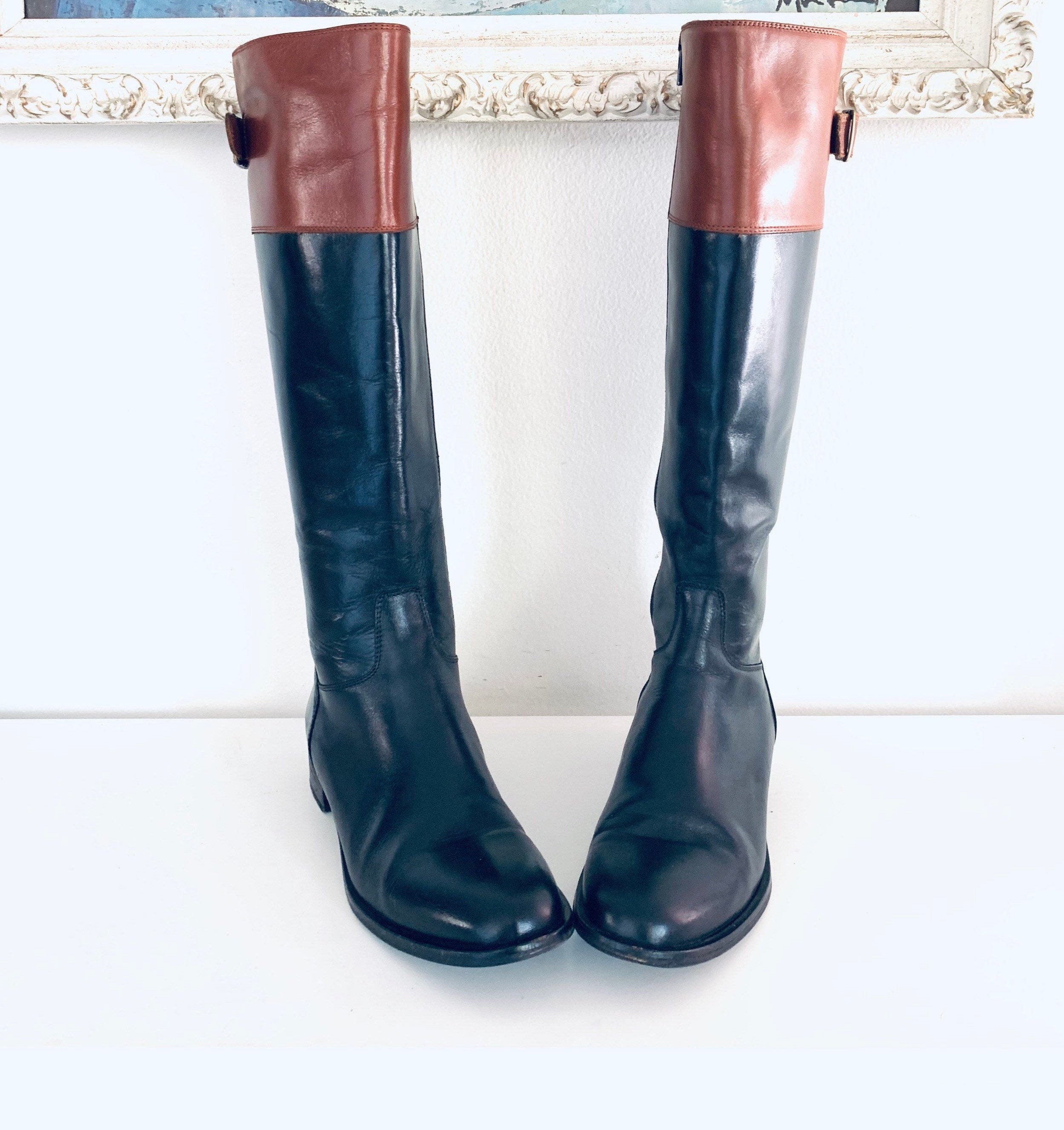 90s Leather Boots Knee High Made in Italy by Saks Fifth Ave - Etsy Finland