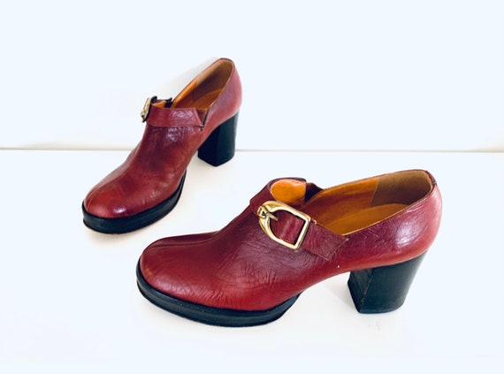 70s Platforms Oxblood Leather Shoes by Etienne Ai… - image 5