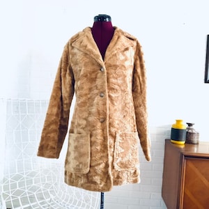 60s Faux Fur Coat Jacket Size M L image 1