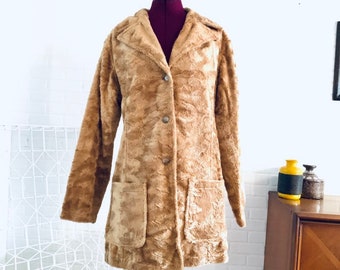 60s Faux Fur Coat Jacket Size M L