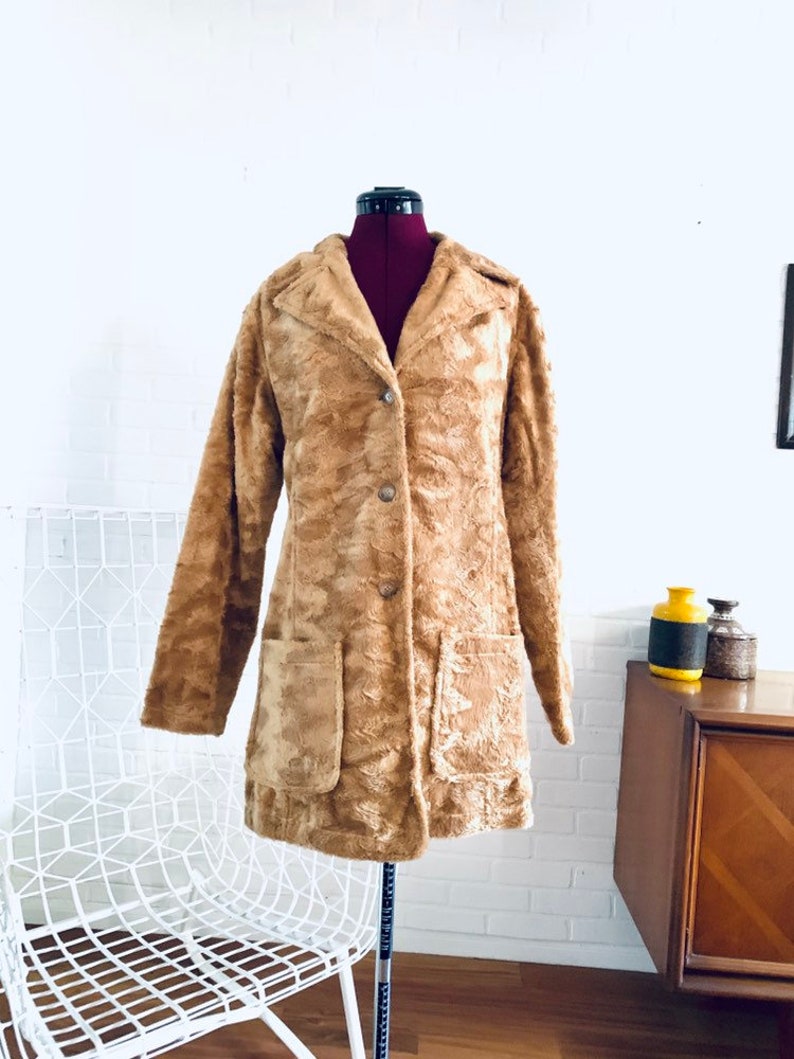 60s Faux Fur Coat Jacket Size M L image 1