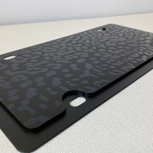 Imprimé léopard noir - Plaque d'immatriculation en acier au carbone