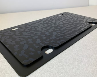 Black Leopard Print- Carbon Steel License Plate