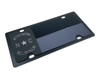 North Carolina Blackout Flag License Plate, High Quality Carbon Steel with Opaque Acrylic, (FREE SHIPPING)