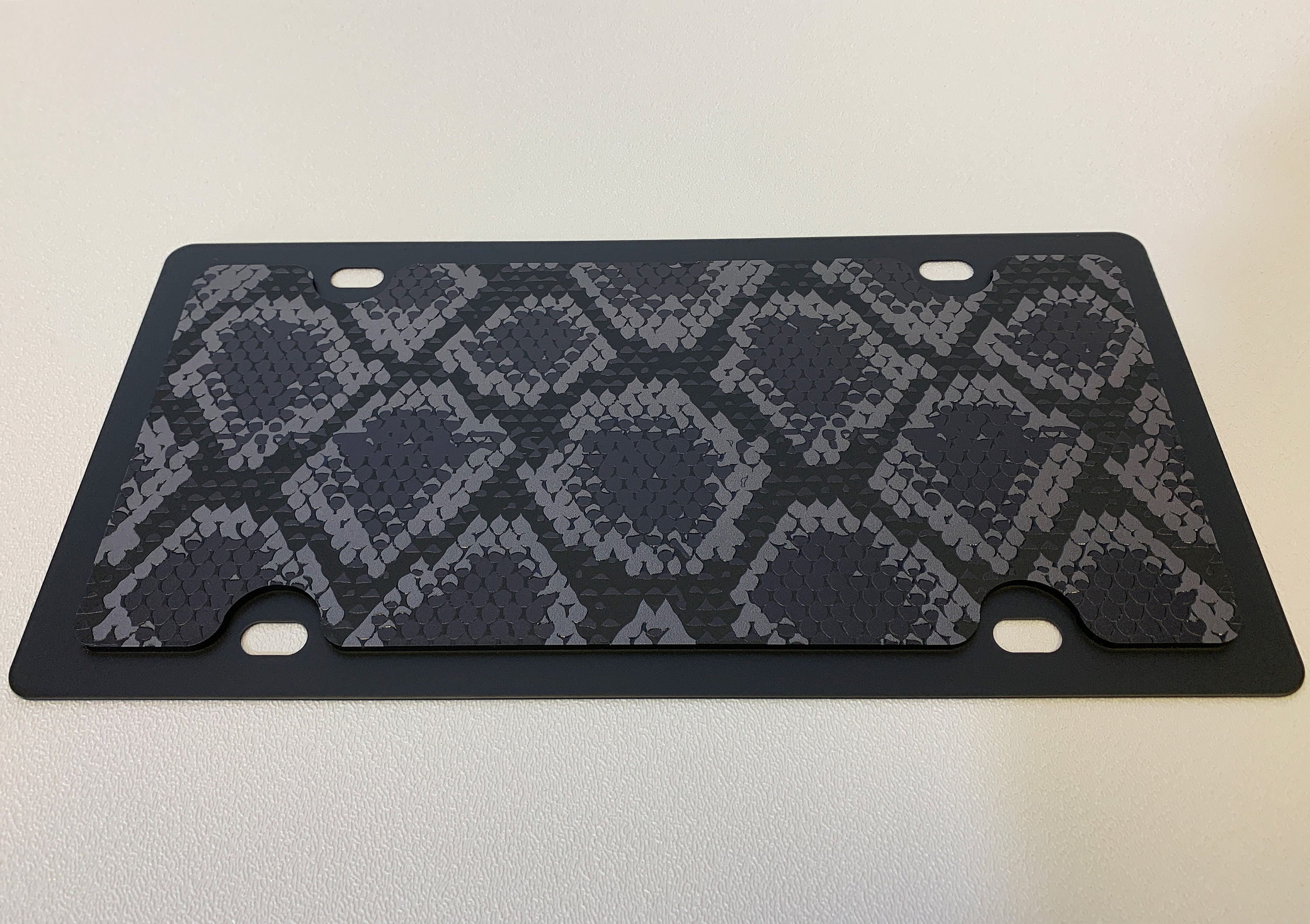 Black Python Print With Custom Monogram on Carbon Steel 