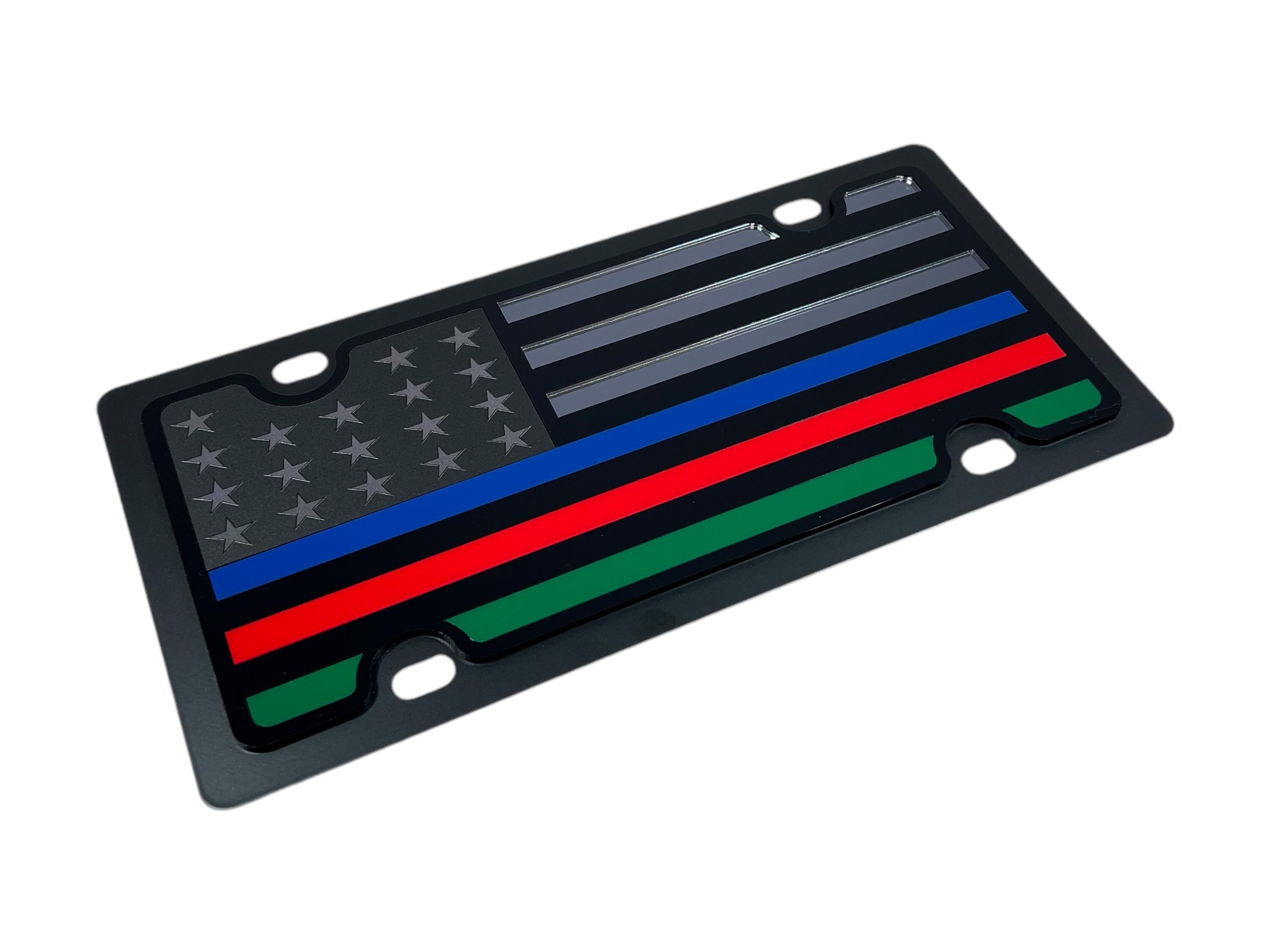 PRAY FOR FIRE License Plate Frame – Police/EMS Tribute – Chrome Finish