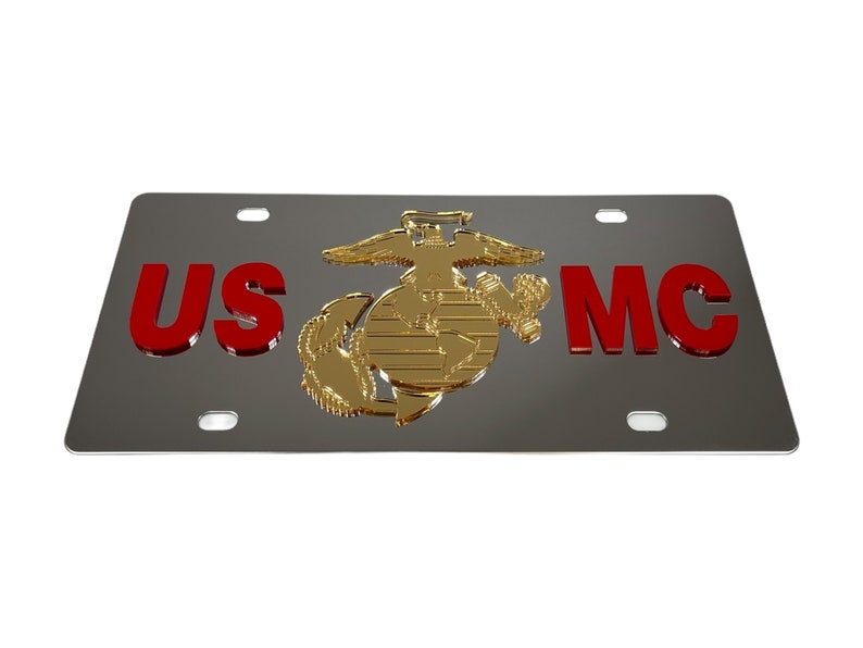 USMC License Plate, High-quality Stainless Steel With Acrylic (FREE ...