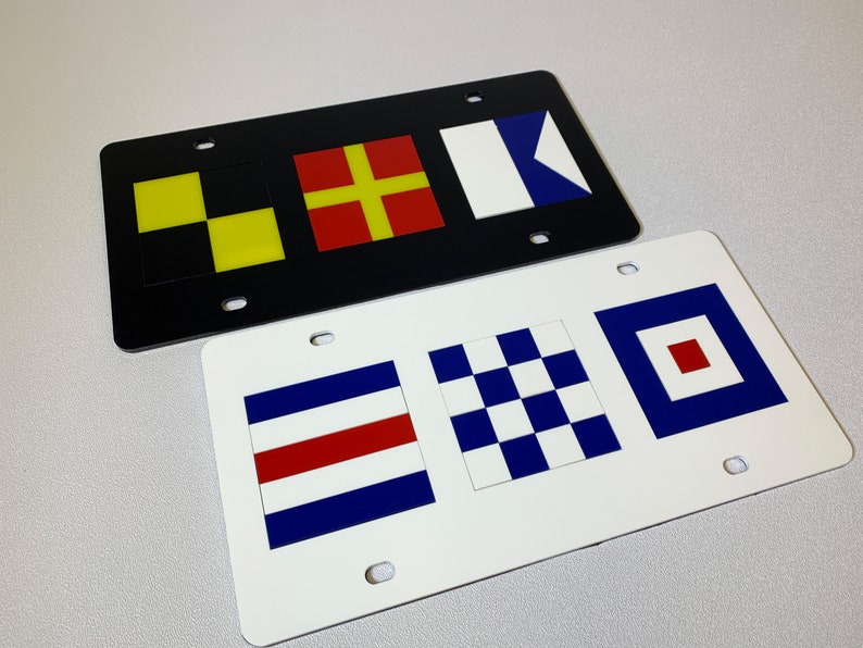 Nautical Flag Monogram License Plate Acrylic or Stainless Etsy