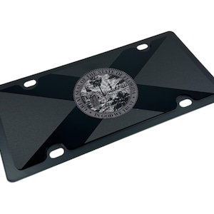 Blacked Out Florida State Flag License Plate, High Quality Carbon Steel with Opaque Acrylic, High Resolution Flag Crest (FREE SHIPPING)