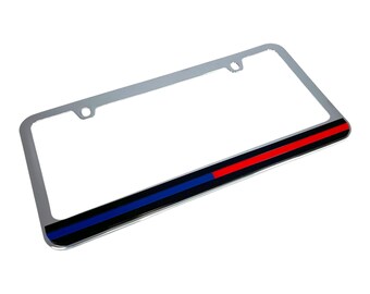 Thin Blue and RED Line License Plate Frame, Your Choice of a Black Or Chrome