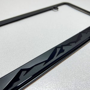 Mountain Range License Plate Frame, Black Frame with Black Mountains (Made In the USA)